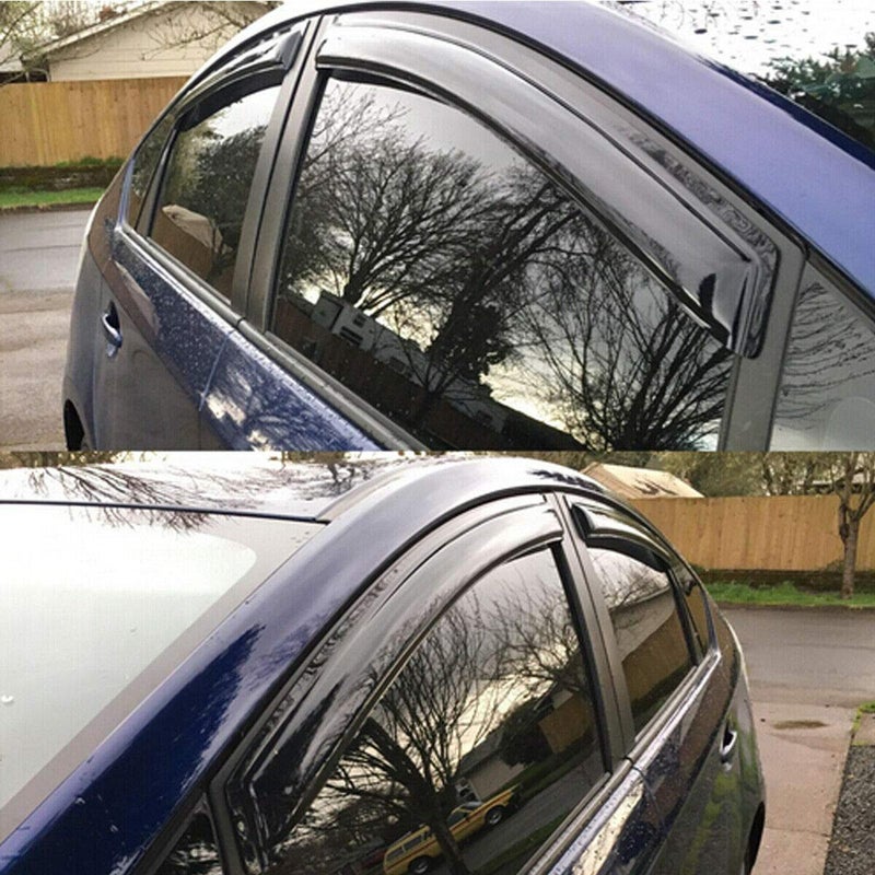 Lightronic Extra Durable Outside-Mount Auto Vent Window Visor, Fit 2010-2015 Toyota Prius (EXCLUDES Prius V/Prius C), UV Protection Rain Guard, Original Wind Deflector, No-Drilling, Dark Smoke, 4Pcs - Image 3